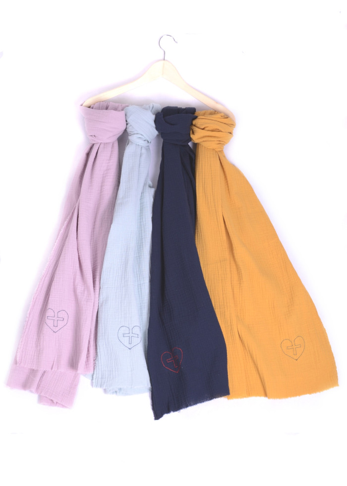 Grand foulard écharpe en coton bio de qualité. Chèche doux et chaud éco-responsable, écologique, vegan et made in France