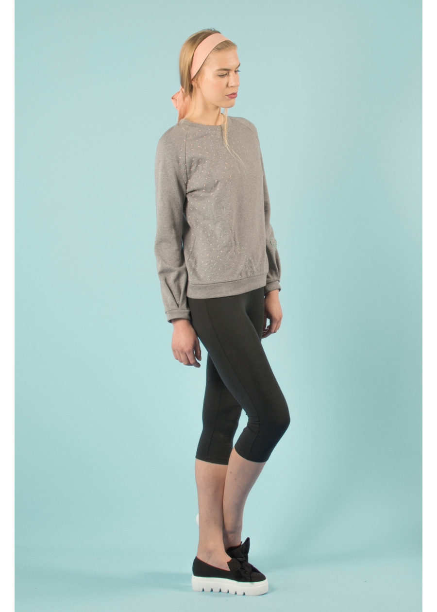 Yoga pants taille basse en coton bio bleu marine opaque extensible. Legging court longueur 3/4 mode éthique vegan made in France