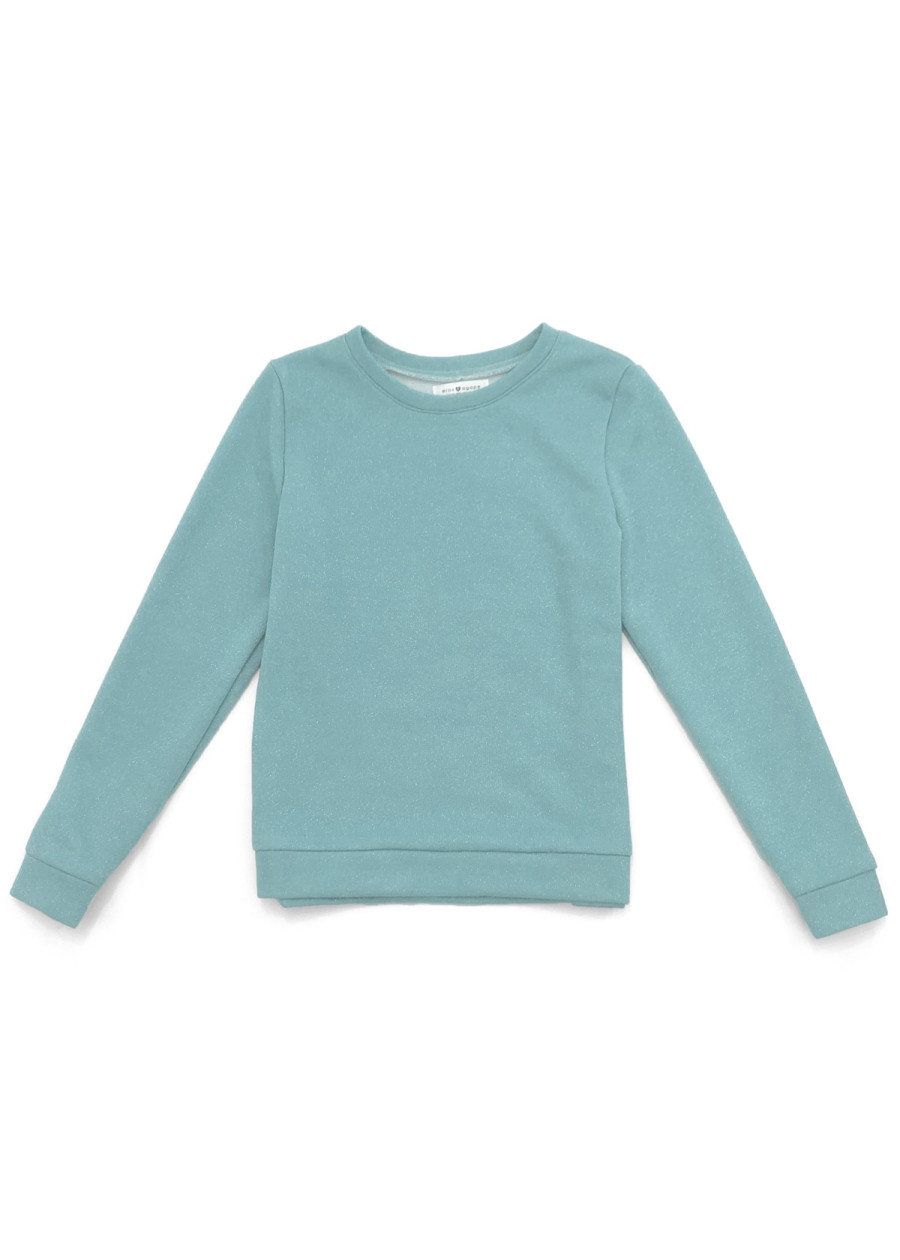 Pull vegan éco-responsable bleu glacier pailleté en coton bio made in France