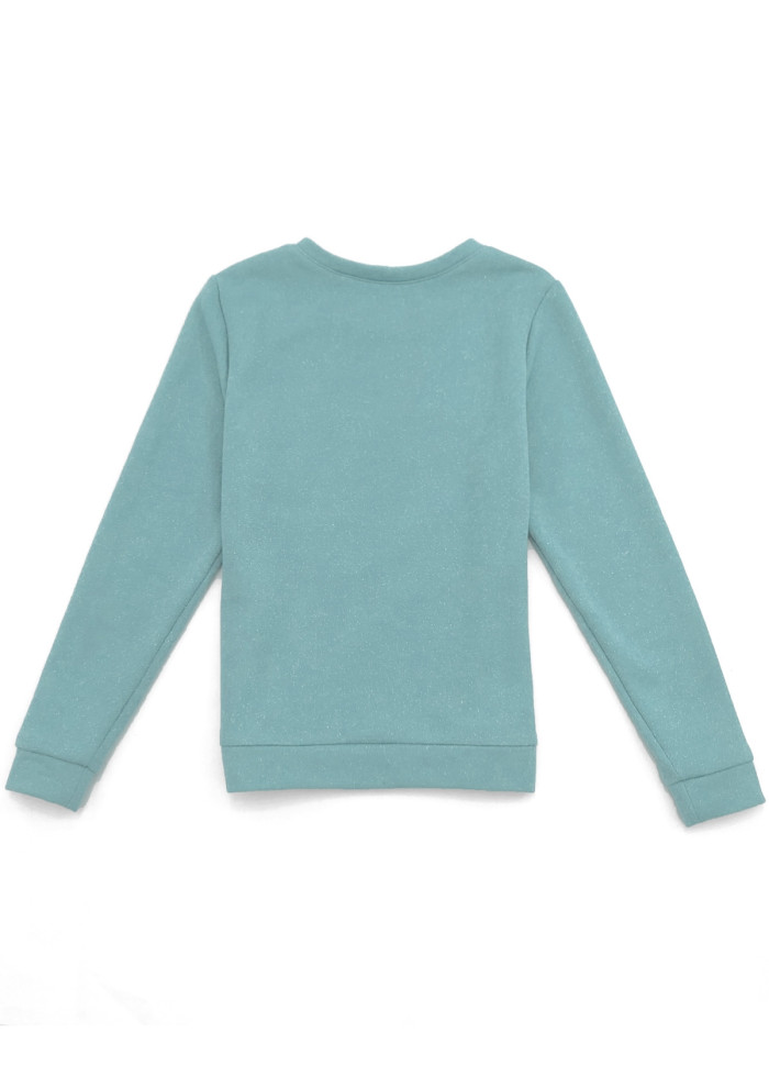 Pull vegan éco-responsable bleu glacier pailleté en coton bio made in France
