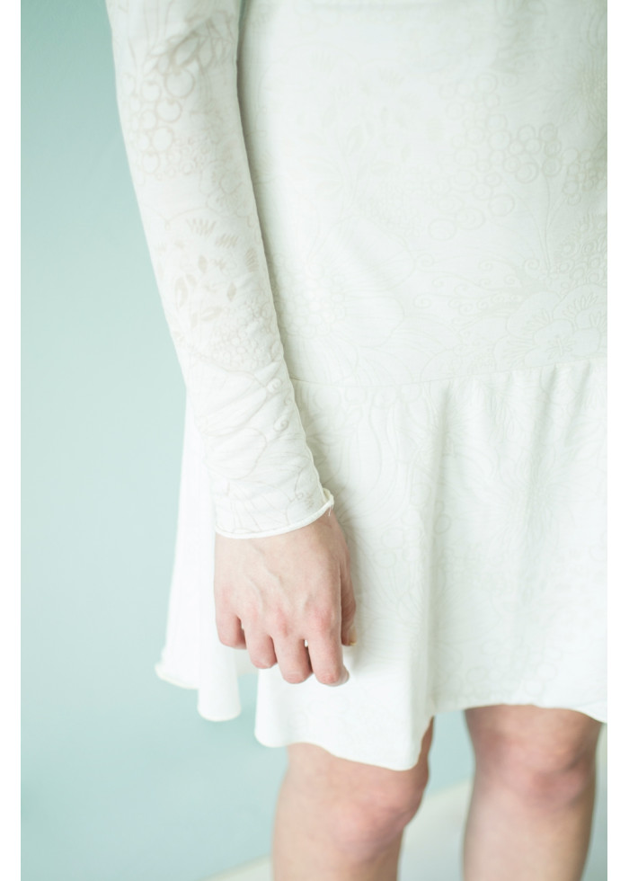 Robe de mariée bio Athéna blanche motif fleuri dos nu