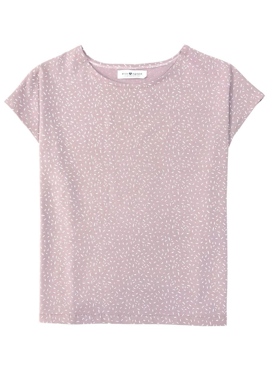 Top responsable en coton bio vegan parme lilas à motif confetti fabriqué en France