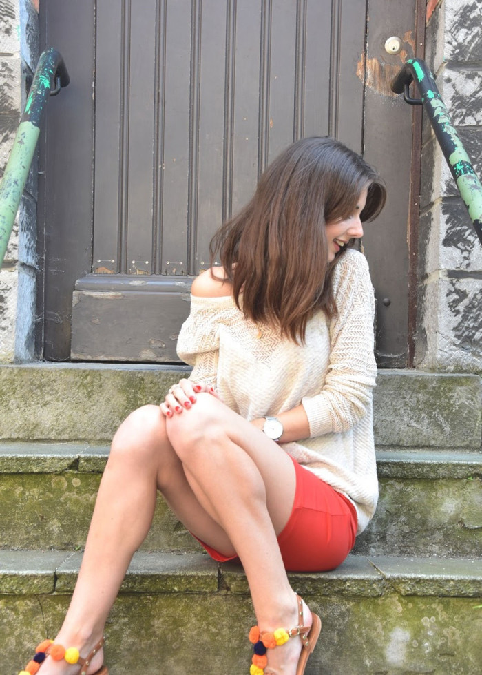 Jupe courte droite taille basse bio rouge tangerine éco vegan friendly made in France - Marque responsable