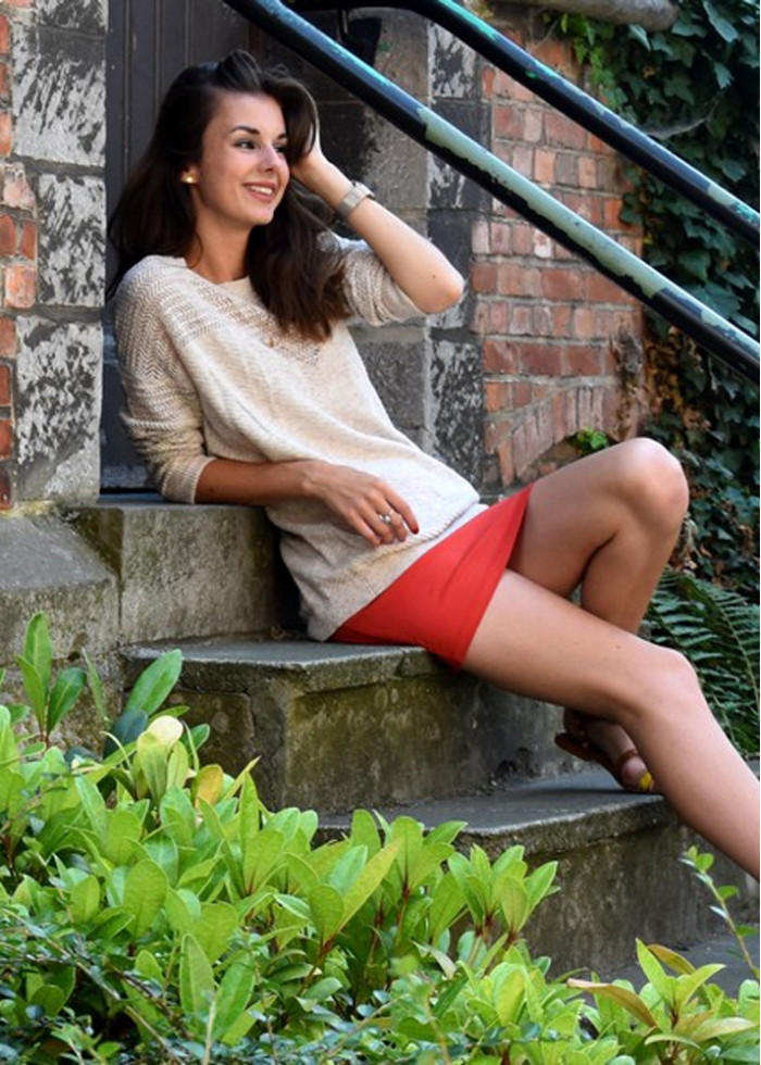 Jupe courte droite taille basse bio rouge tangerine éco vegan friendly made in France - Marque responsable