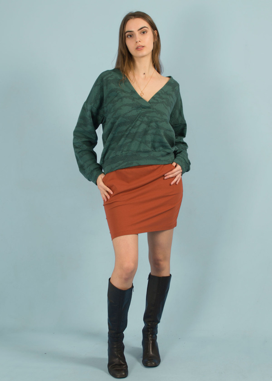 Jupe courte droite écologique en coton bio Terracotta vegan et fabriquée en France - Marque responsable
