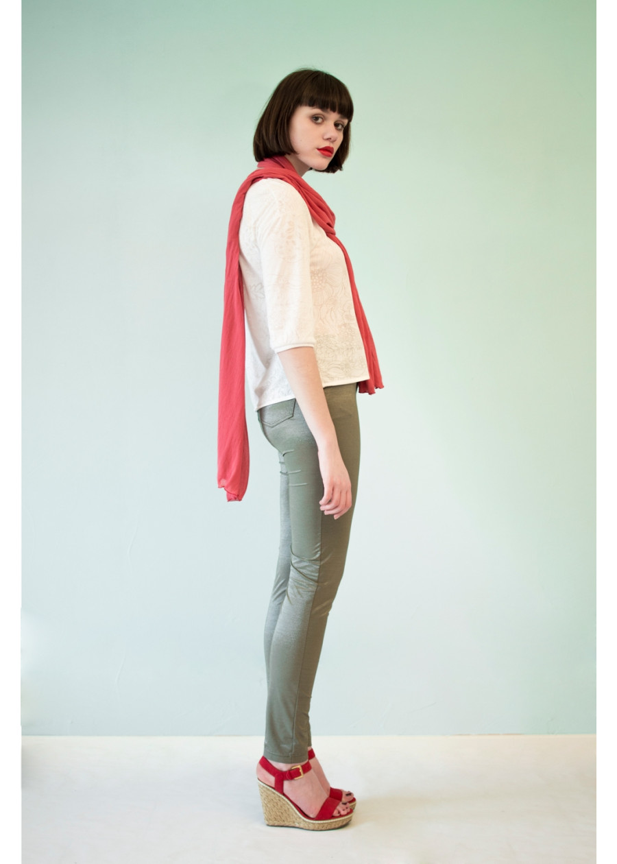 Pantalon slim treggin Julie kaki brillant en PET recyclé