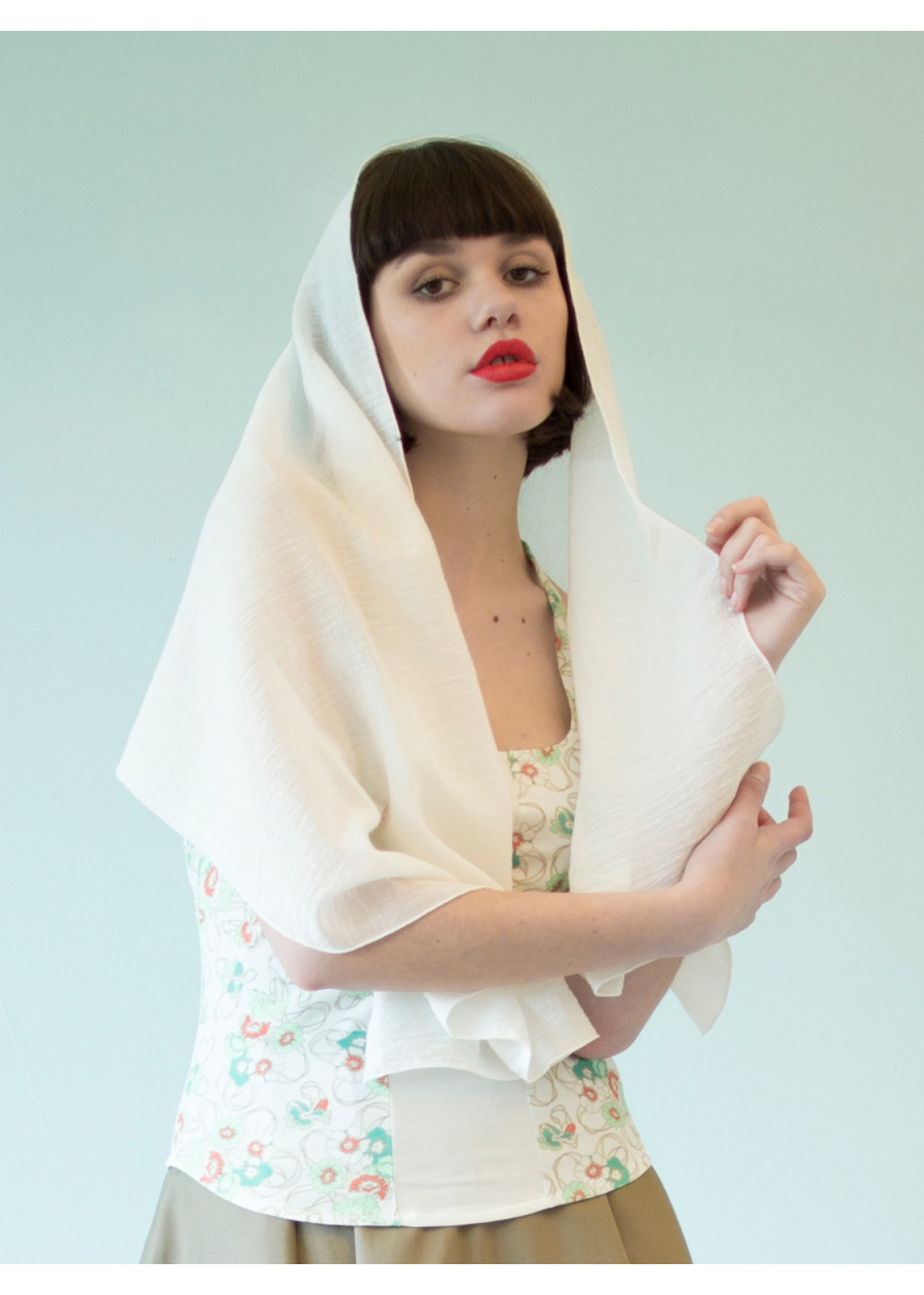 Foulard en étamine de coton bio blanc