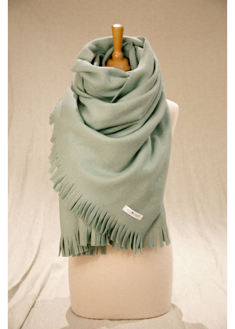 étole écharpe vegan en cachemire végétal de coton bio vert brume made in France - Marque éthique éco-responsable pour femme