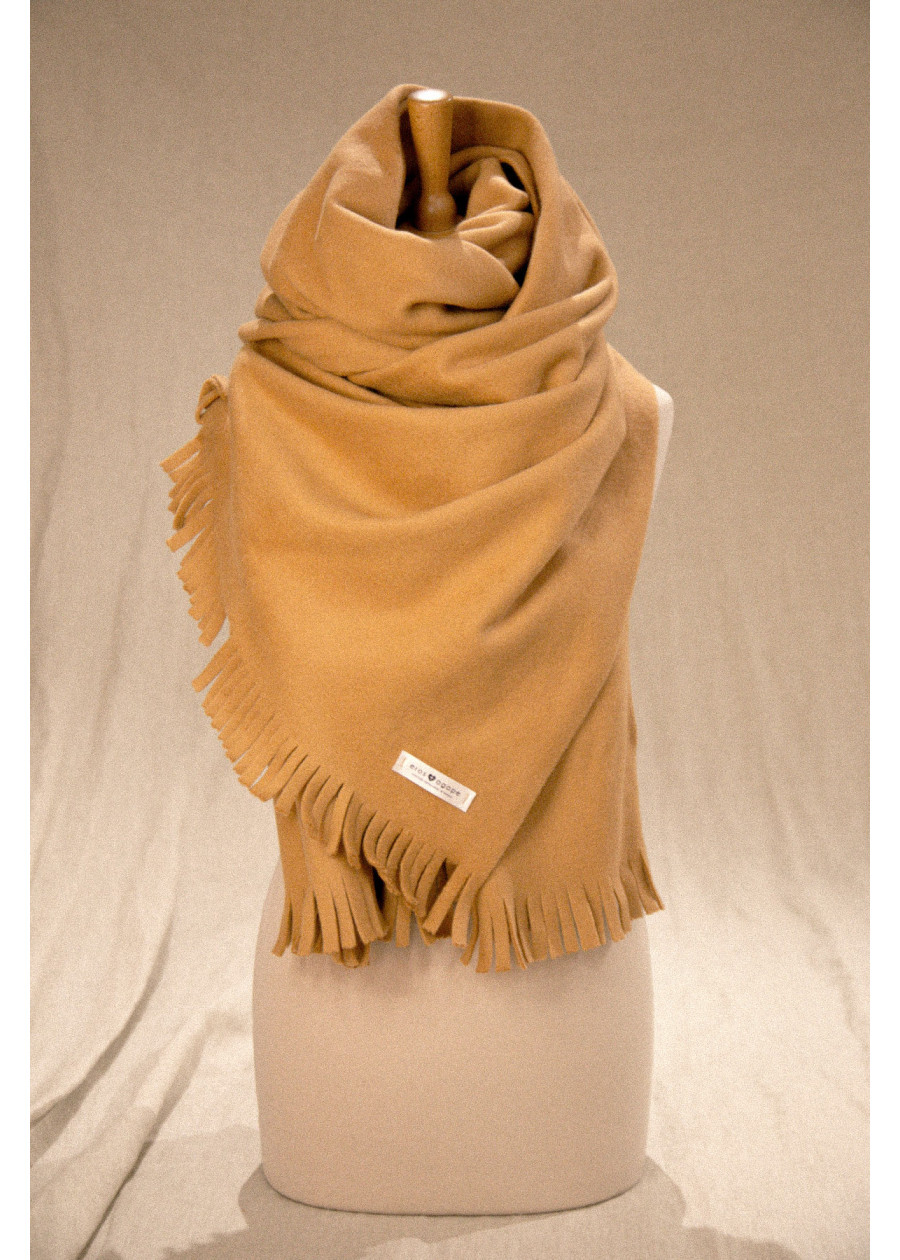 étole écharpe vegan en cachemire végétal de coton bio camel made in France - Marque éthique éco-responsable pour femme