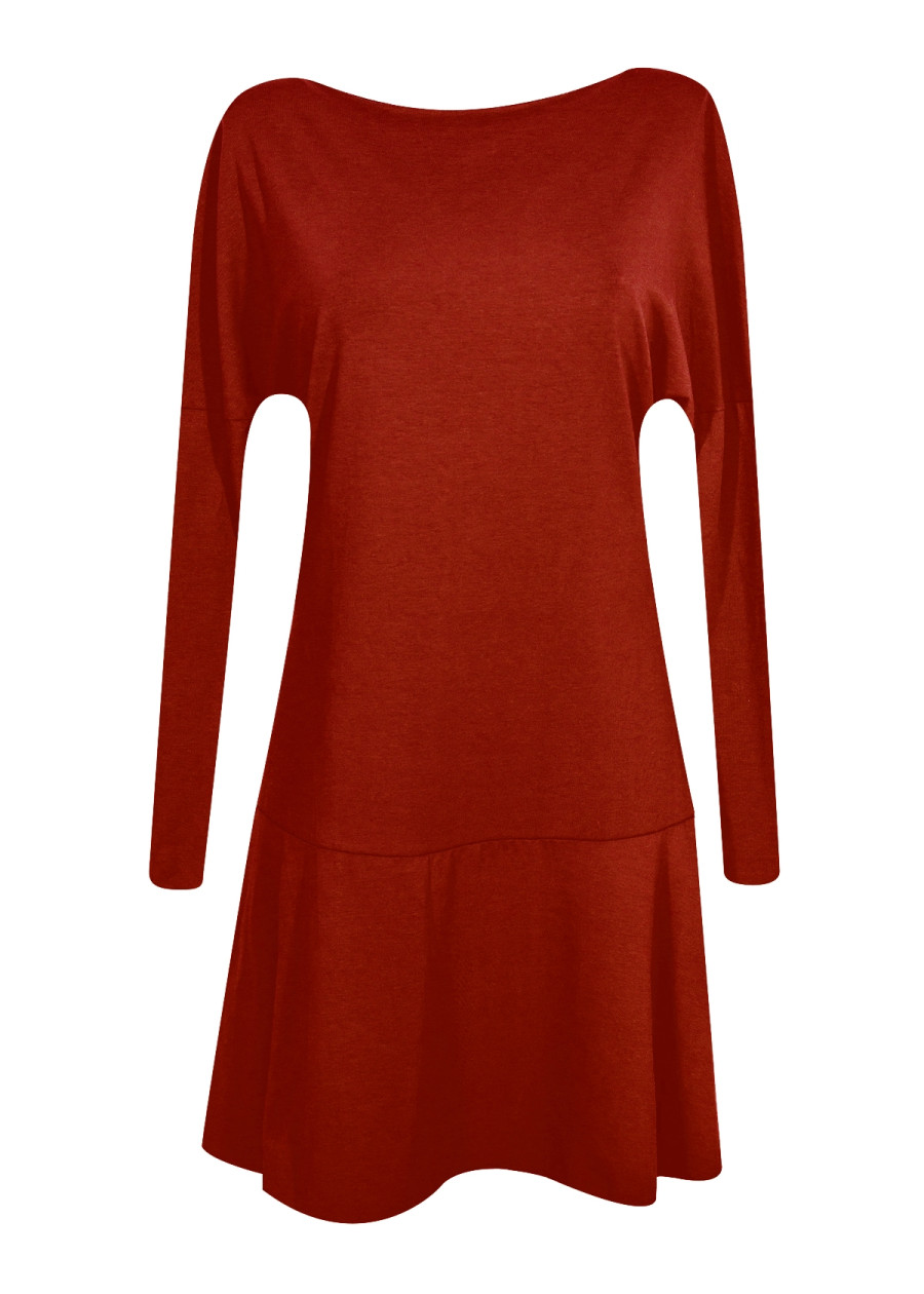Robe Athéna rouge dos nu mi-longue en coton bio petite et grande taille