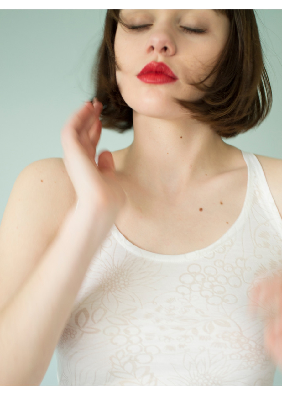 Débardeur Muse blanc fleuri dos nageur