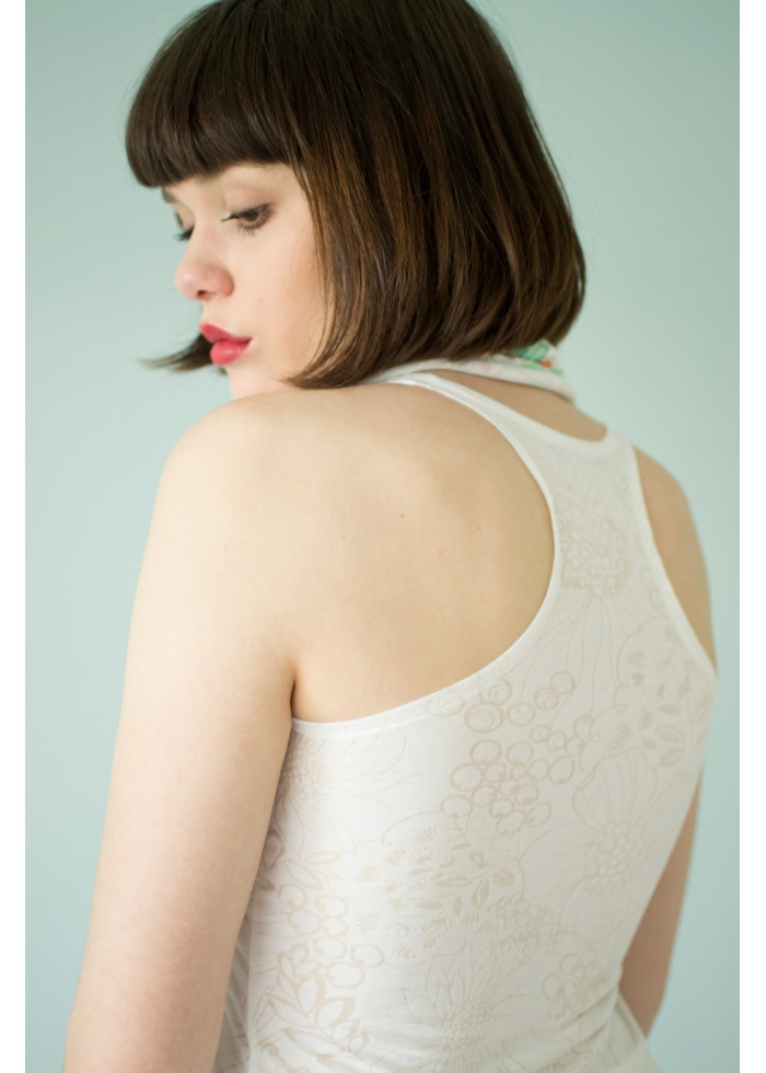 Débardeur Muse blanc fleuri dos nageur