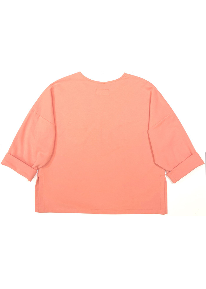 Pull ample vegan et minimaliste en coton bio GOTS uni rose blush, sweat femme écologique responsable fabriqué en France
