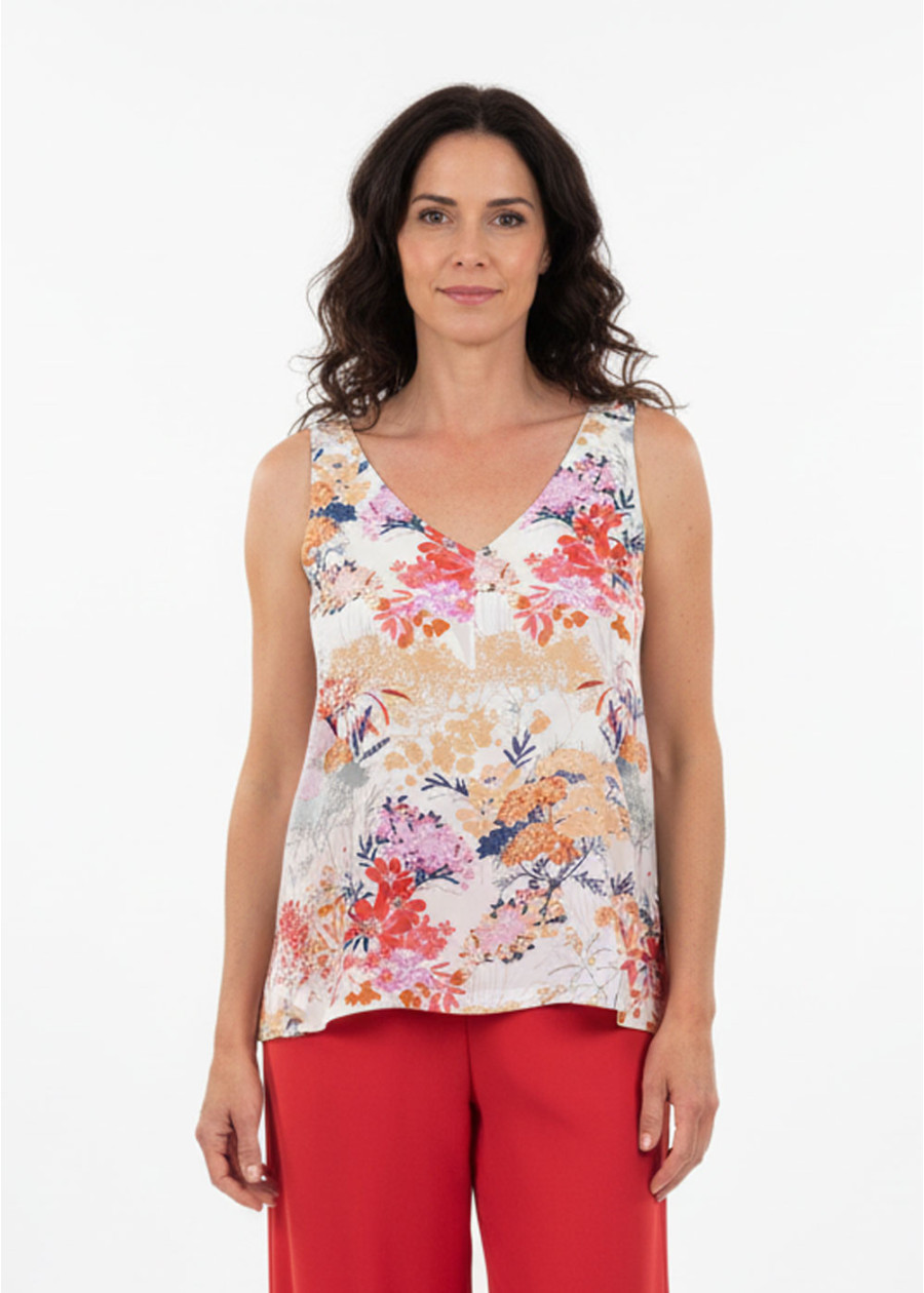 Débardeur fluide chic ample Soho imprimé floral en ECOVERO vegan écologique  fabriqué en France - mode éthique - artisanat local