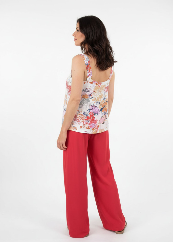 Débardeur fluide chic ample Soho imprimé floral en ECOVERO vegan écologique  fabriqué en France - mode éthique - artisanat local