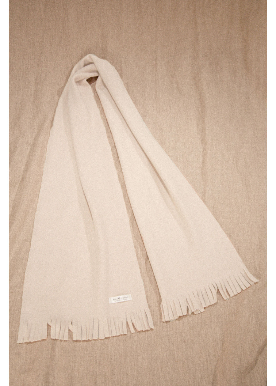 écharpe vegan en cachemire végétal de coton bio beige chiné made in France - Marque éthique éco-responsable pour femme