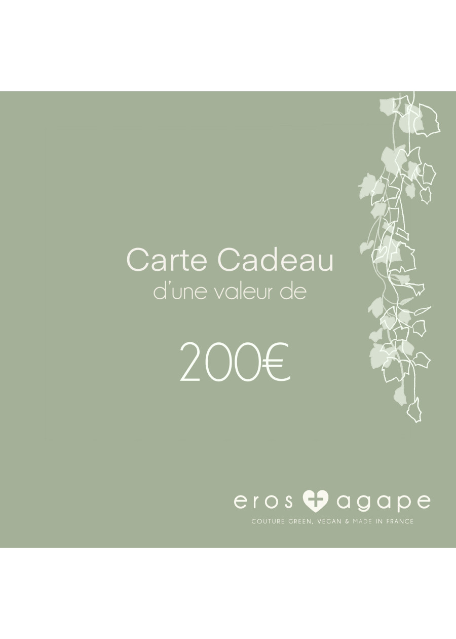 Carte cadeau 200€ - marque de mode éthique et engagée - écoresponsable, écologique, végane et de fabrication française