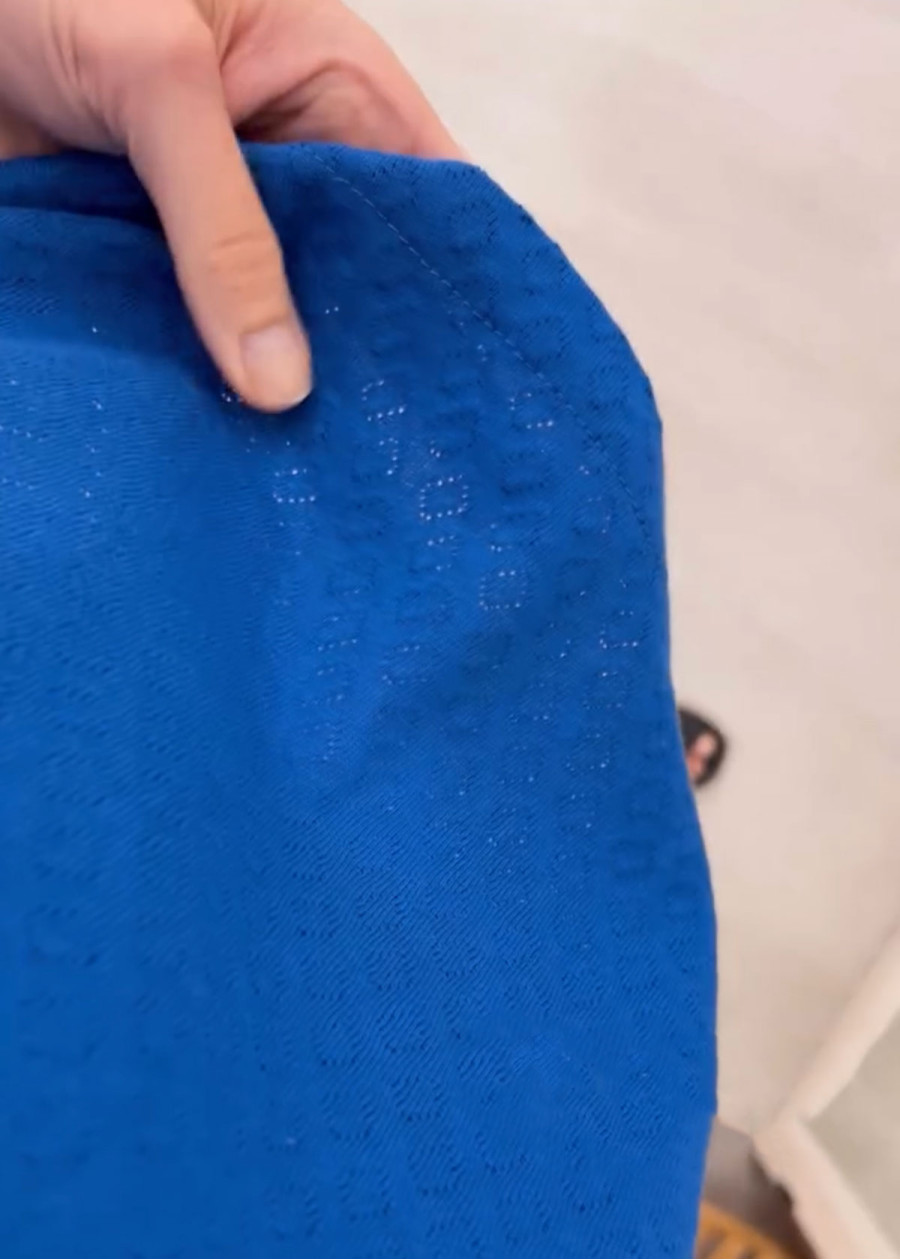 Top en coton bio vegan en maille pointelle bleu klein à petit motif fabriqué en France - Marque écologique éthique responsable