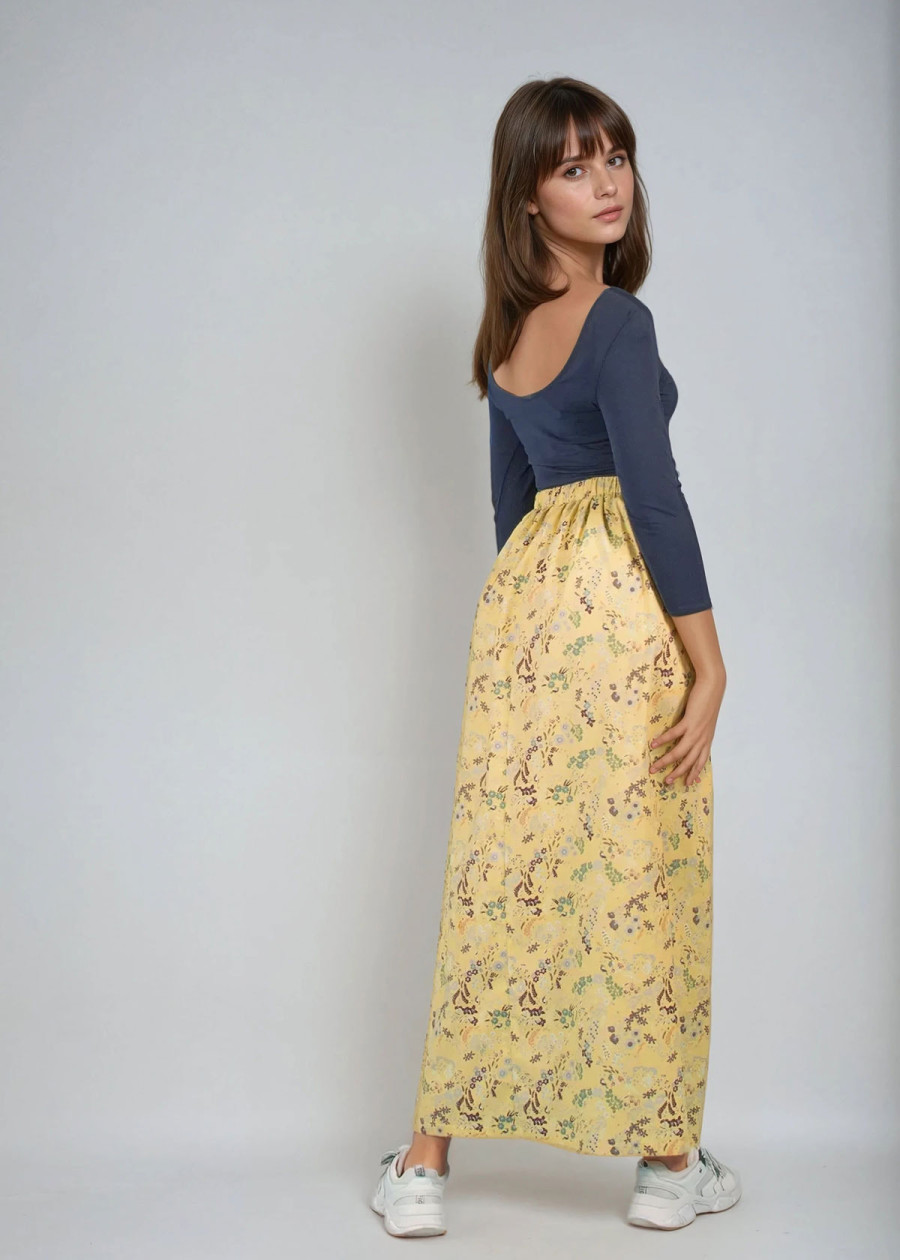 Top danseuse Lula dos nu sexy à manches 3/4 en coton bio bleu marine fabriqué en France - Mode éthique vegan artisanat local