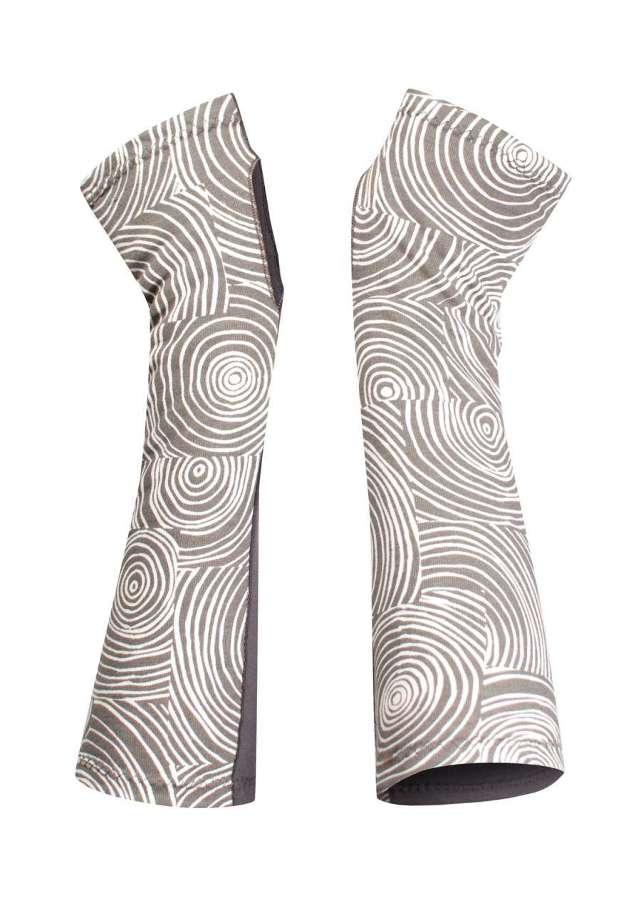 Mitaines bicolores gris motif spirale en coton bio - Accessoires de mode éthique