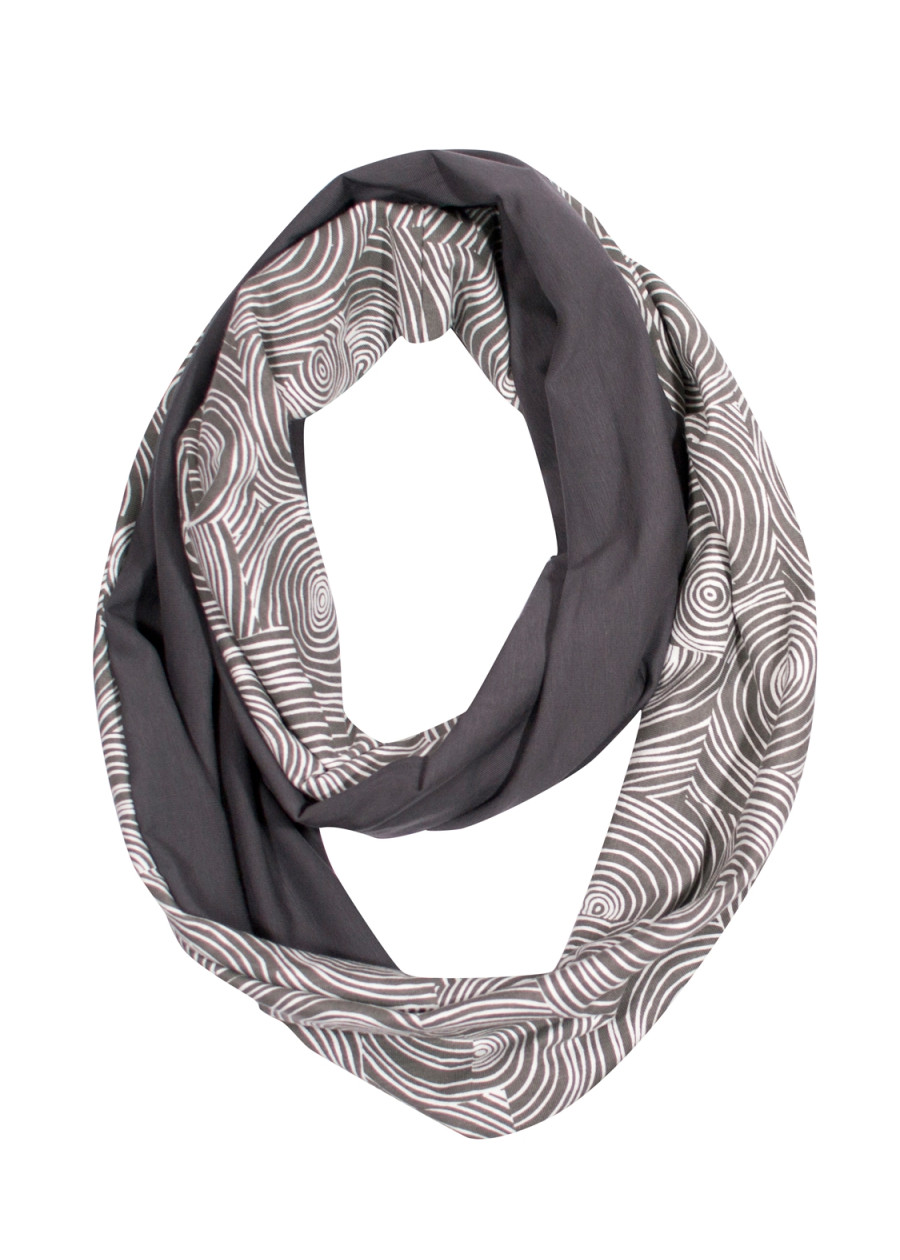 Col snood bicolore gris motif spirale en coton bio - Accessoires de mode éthique