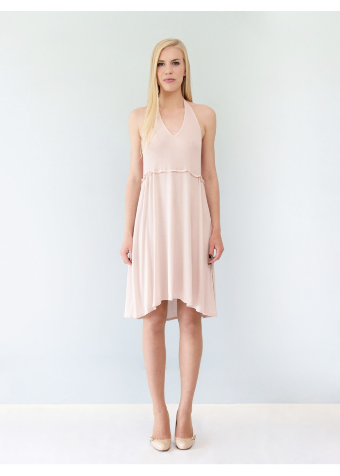 Robe dos nu en jersey de bambou Bahia rose pâle nude