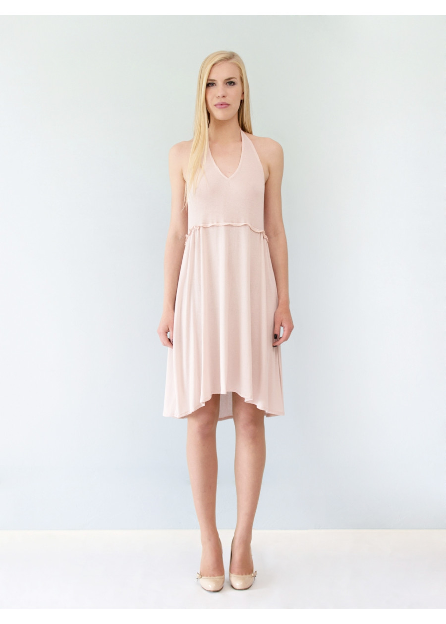 Robe dos nu en jersey de bambou Bahia rose pâle nude