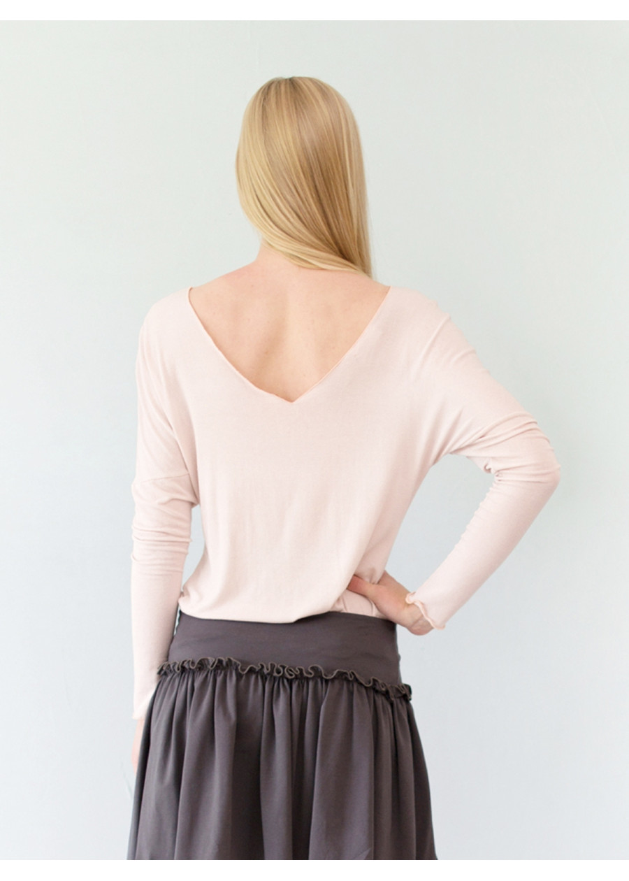 Top Athéna dos nu en jersey de bambou rose pâle nude