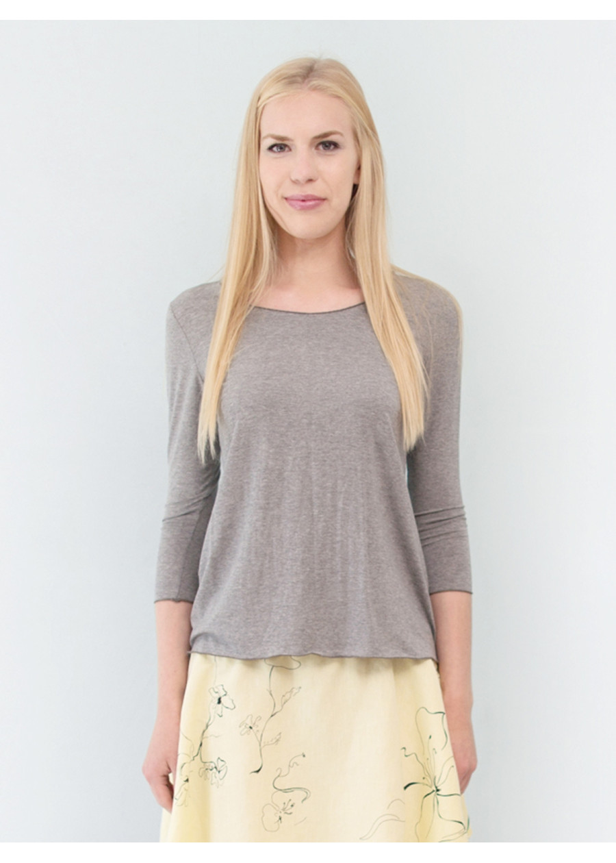 Top Sylvia manches 3/4 en jersey de modal gris chiné
