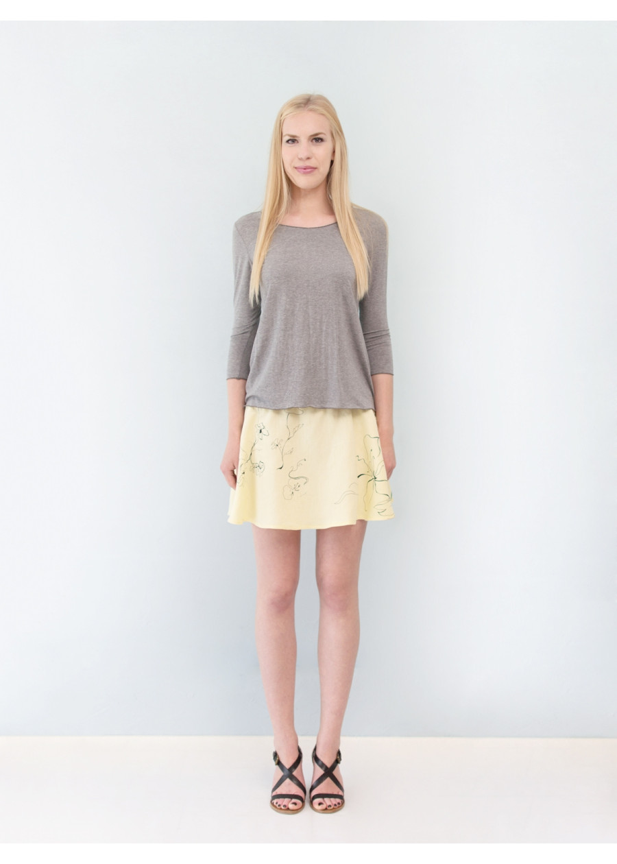 Top Sylvia manches 3/4 en jersey de modal gris chiné