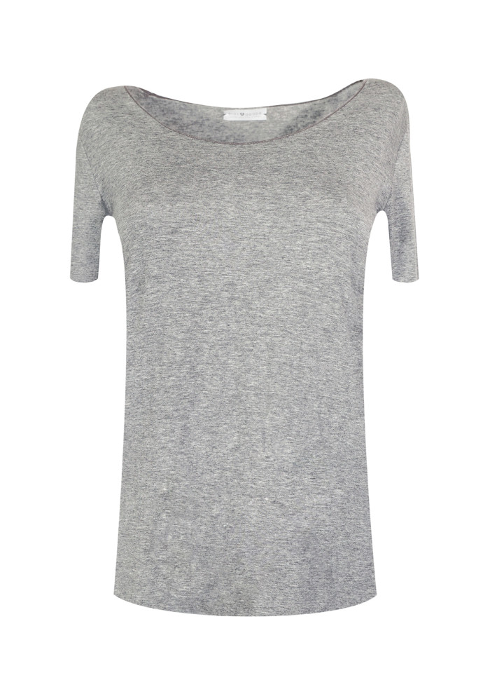 Top Sylvia manches courtes en jersey de modal gris chiné