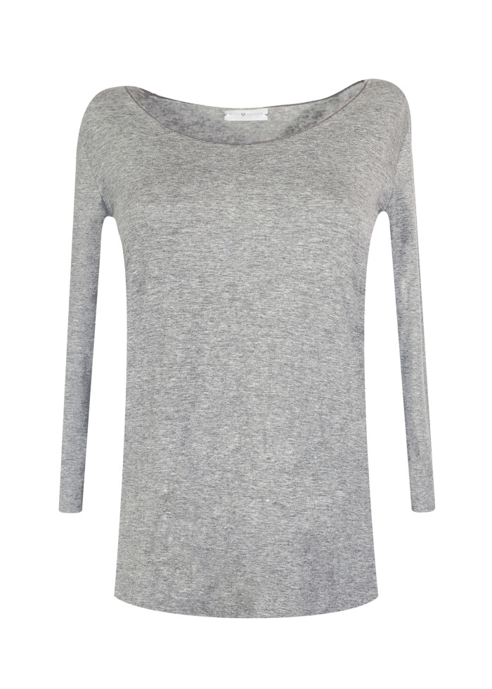 Top Sylvia manches 3/4 en jersey de modal gris chiné