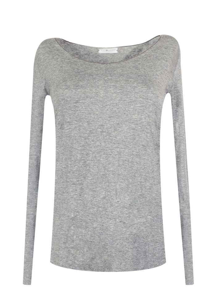 Top Sylvia manches très longues en jersey de modal gris chiné