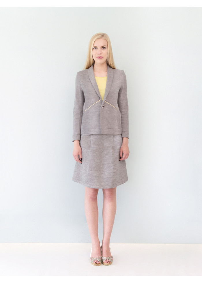 Veste de tailleur courte et droite Ines en molleton sweat gris chiné
