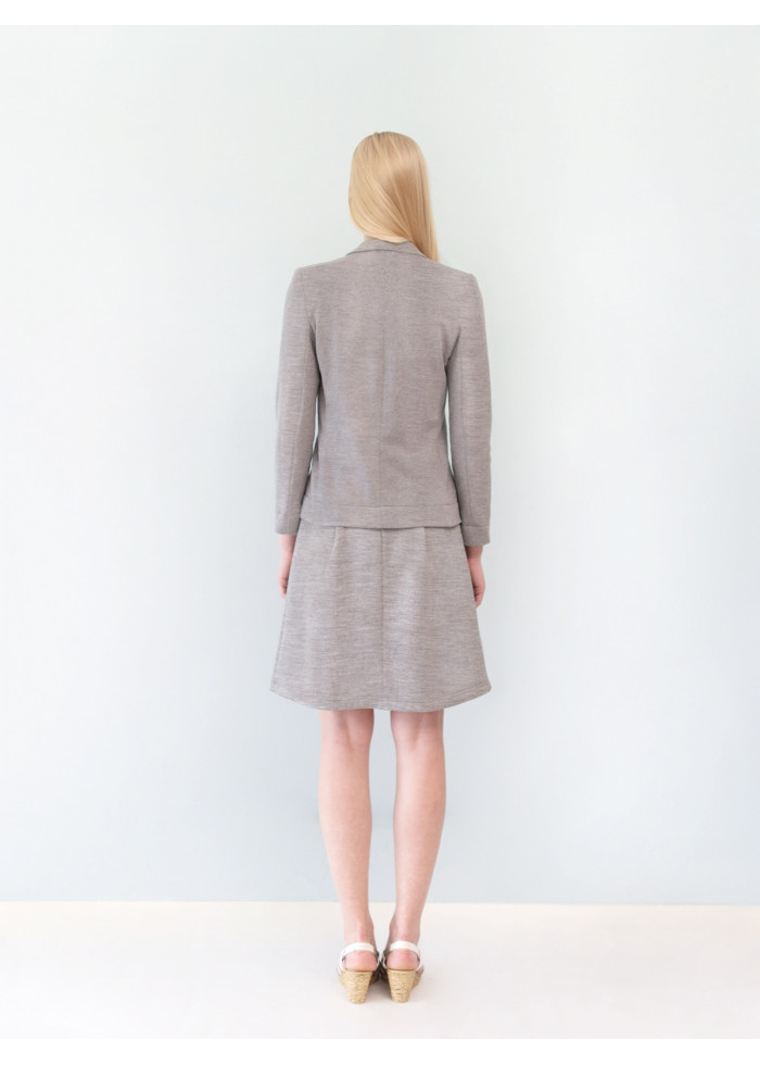Veste de tailleur courte et droite Ines en molleton sweat gris chiné