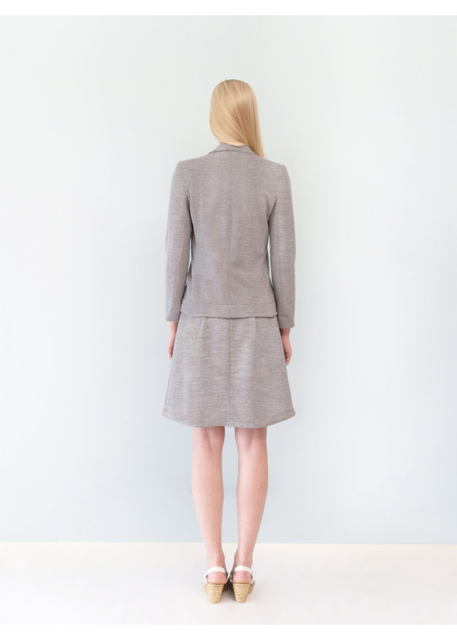 Veste de tailleur courte et droite Ines en molleton sweat gris chiné