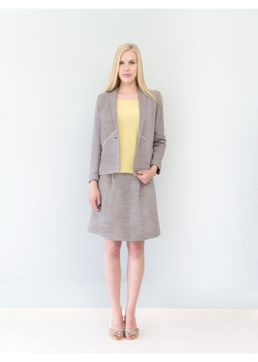 Veste de tailleur courte et droite Ines en molleton sweat gris chiné