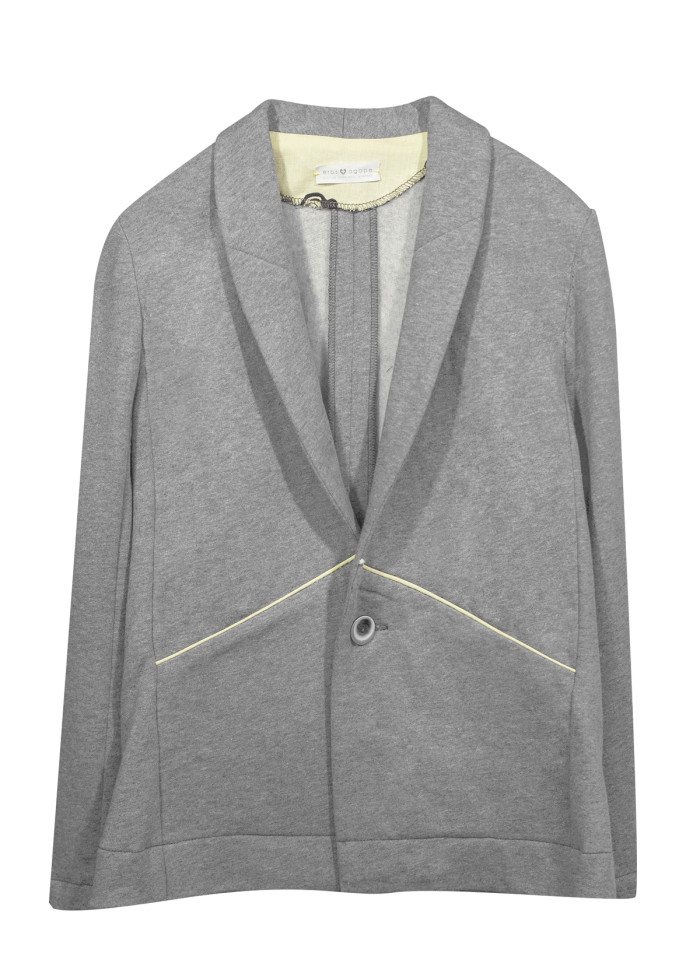 Veste de tailleur courte et droite Ines en molleton sweat gris chiné