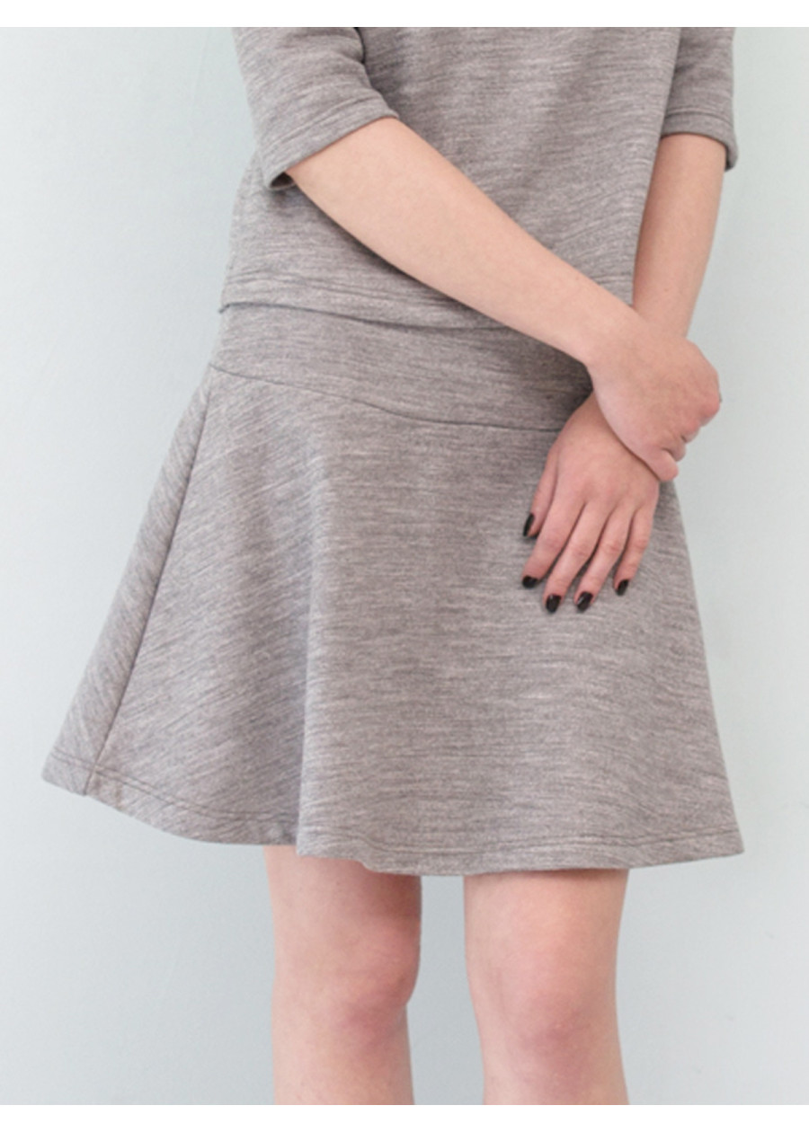 Jupe Carmen en molleton sweat de coton bio gris chiné fabriquée en France