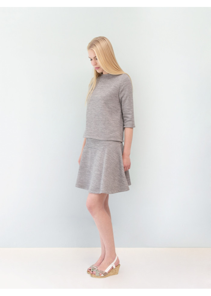 Jupe Carmen en molleton sweat de coton bio gris chiné fabriquée en France