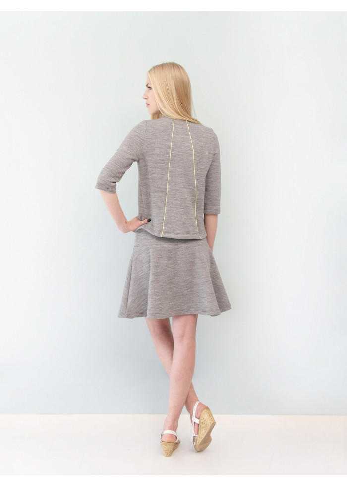 Jupe Carmen en molleton sweat de coton bio gris chiné fabriquée en France