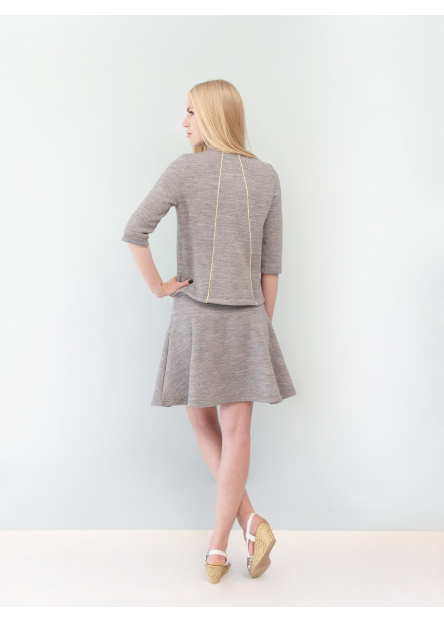 Jupe Carmen en molleton sweat de coton bio gris chiné fabriquée en France