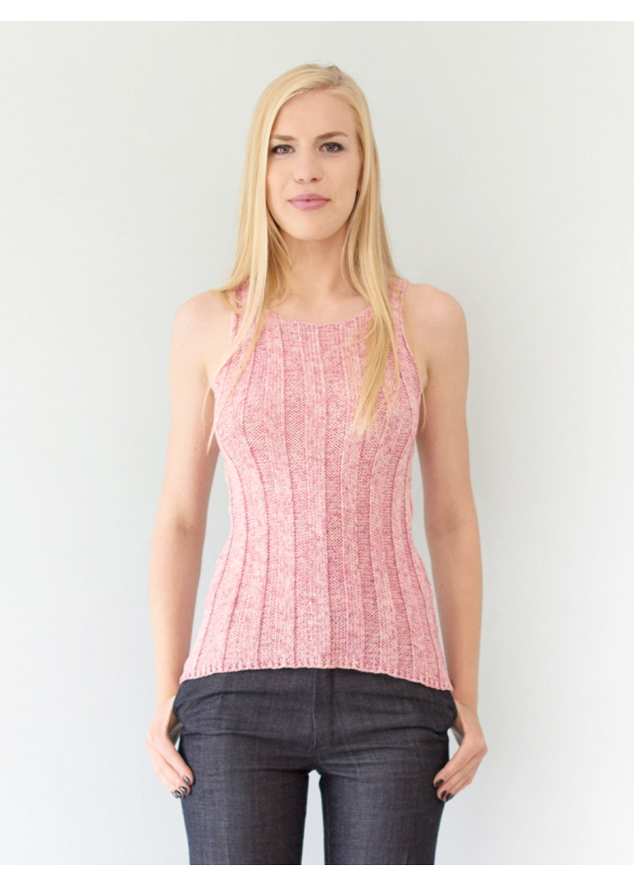 Top maille côtelée bio rose chiné Anita