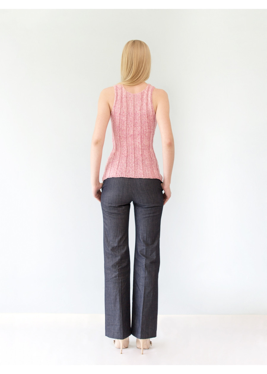 Top maille côtelée bio rose chiné Anita