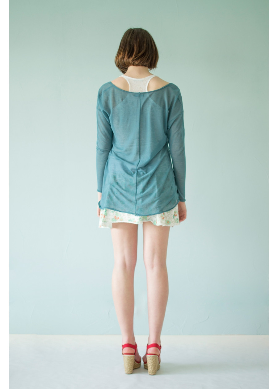 Jupe courte Athéna motif fleur bleue en coton bio