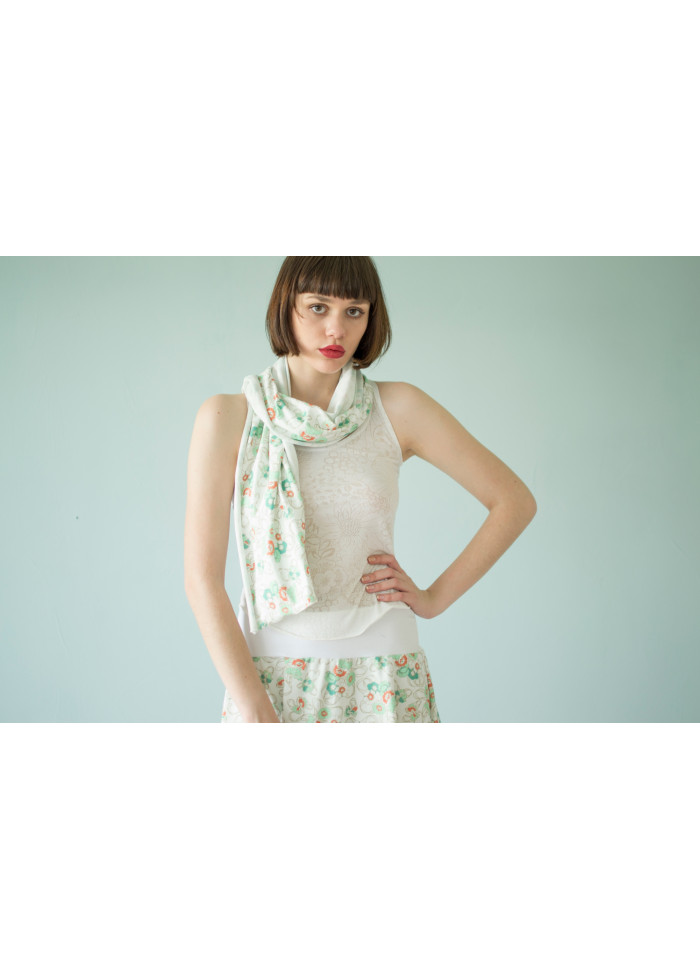 Jupe courte Athéna motif fleur bleue en coton bio