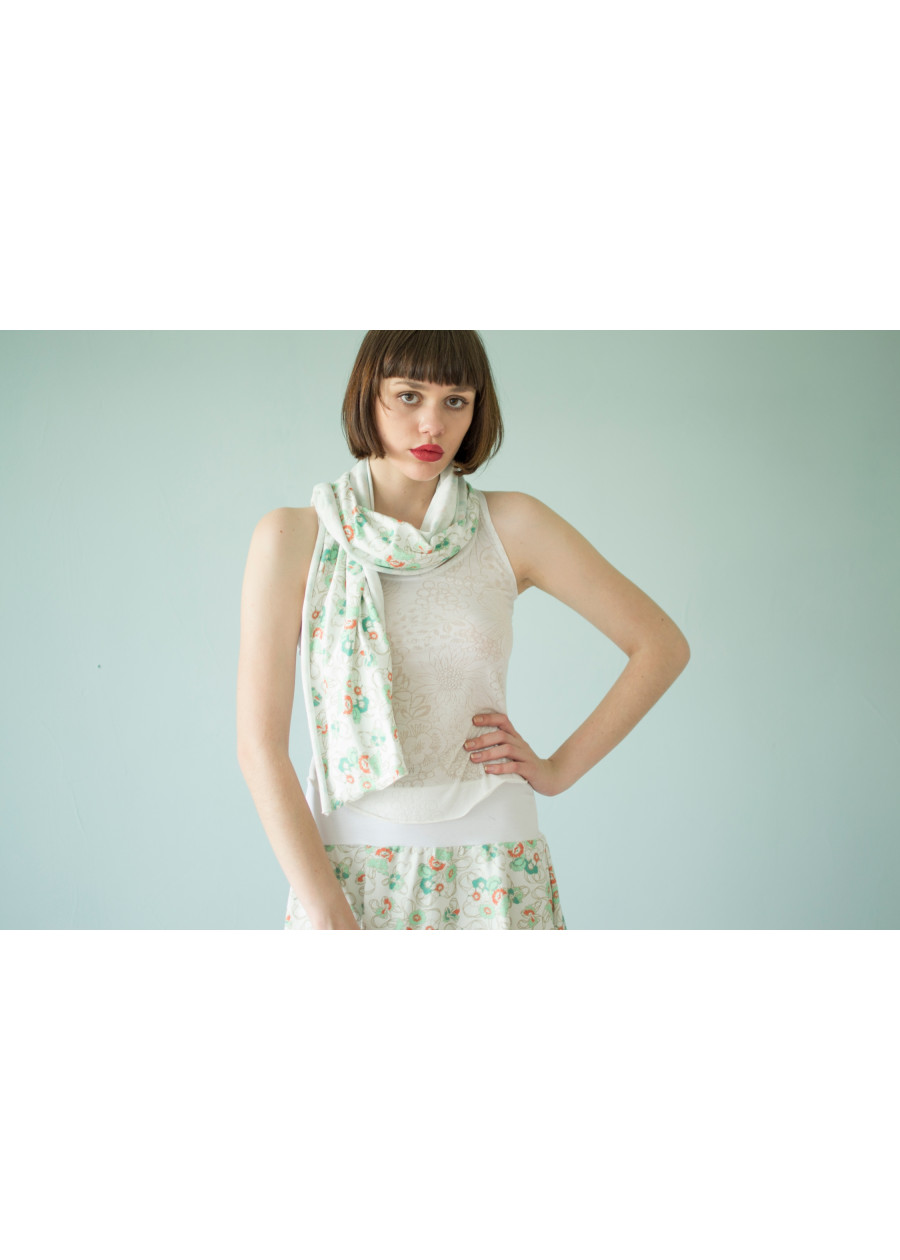 Jupe courte Athéna motif fleur bleue en coton bio