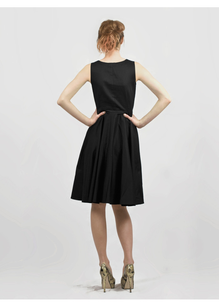 Robe cocktail noire cintrée en soie et bambou Suzy fabriquée en France