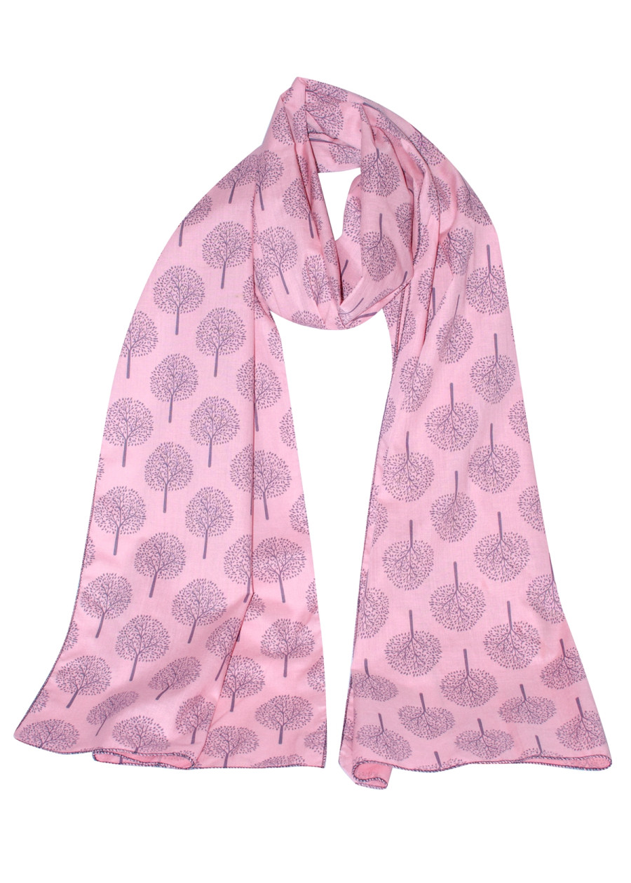 Foulard poésie en bambou rose et noir à motif imprimé made in France