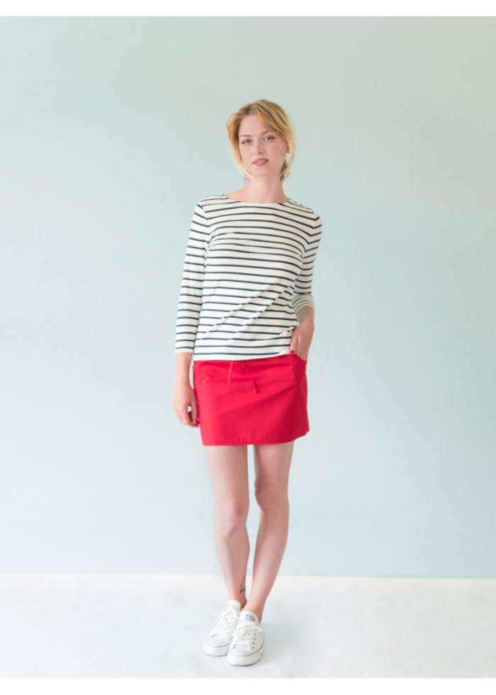 Top marinière manches 3/4 en coton bio de qualité à rayures mode vegan made in France